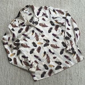 Talbots Silk Feather Pajama Style Shirt Sz. 4